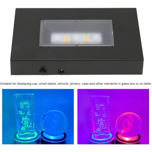 Base de luz LED retangular USB multicolorida preta 2