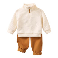 Set hanorac cu mânecă lungă și pantaloni sport pentru băieți, bej, 18-24