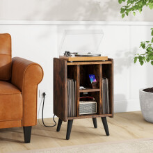 Record Player Stand with Charging Station and USB Ports