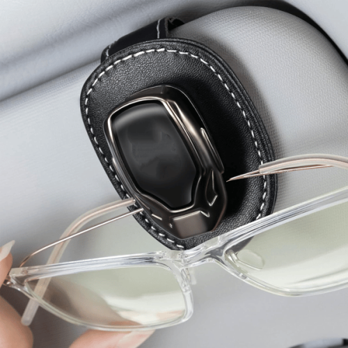Car Sunglasses Holder for Audi Grey Leather Visor Mount 1