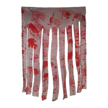 Cortina de Halloween manchada de sangue, 39,4 x 65 polegadas, gaze, impressão de mão