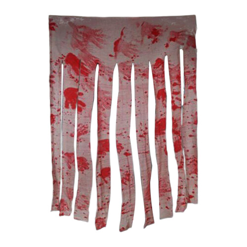 Cortina de Halloween manchada de sangue, 39,4 x 65 polegadas, gaze, impressão de mão