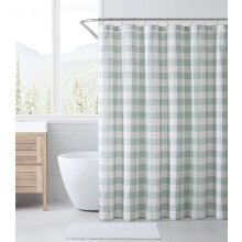 Kostkovaný zelený sprchový závěs, nepromokavý polyester, 60x72 palců