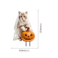 Halloween fém kerti karó fekete macska boszorkány kalap
