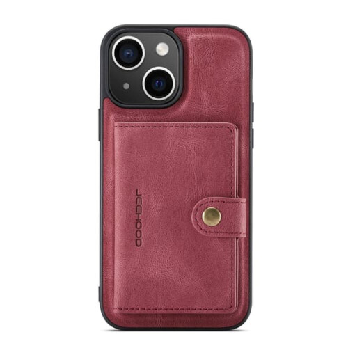 Lærlommebokdeksel til iPhone 15 med magnetisk holder 2