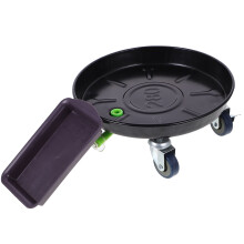 Bandeja metálica para maceta OUNONA con ruedas, 11,5 x 28 cm, color negro.