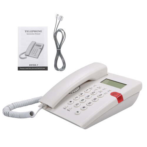 Desktop landline telephone with caller ID white