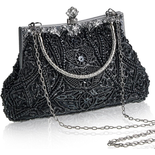 Vintage γυναικεία τσάντα clutch με χάντρες σε στιλ δεκαετίας του 1920