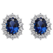 Faux Sapphire Rhinestone Necklace and Earrings Set
