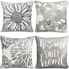 Grey Pillow Covers16x16in4pcs Linen Farmhouse Decor