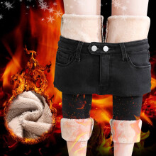 Dam fleecefodrade raka jeans med hög midja, svarta
