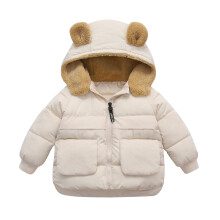 Capuchonjas voor babyjongens, effen beige, 18-24 maanden