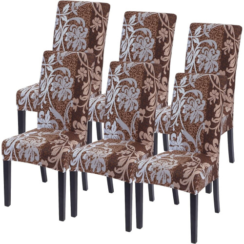 Stretchöverdrag till matstolar för Parsons Chairs, 6-pack, bruna