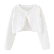 Bolero da ragazza, cardigan corto in maglia, bianco