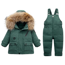 Completo invernale con piumino per bambini di 4-5 anni, colore verde.