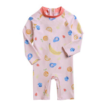 Girls' UV Protection Long Sleeve One-Piece Swimsuit Pink