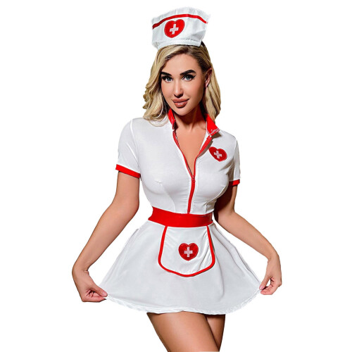 Women's Nurse-Style Bodysuit Set White