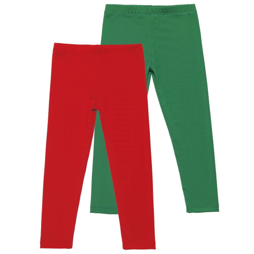 Jenteleggings for alderen 3–12 år, 2-pakning, elastisk og