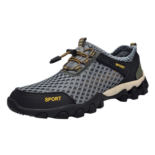 Herresneakers i mesh, åndbare, grå, størrelse 43