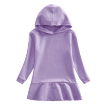 Baby Girls Hooded Pleated Cotton Dress Long Sleeve