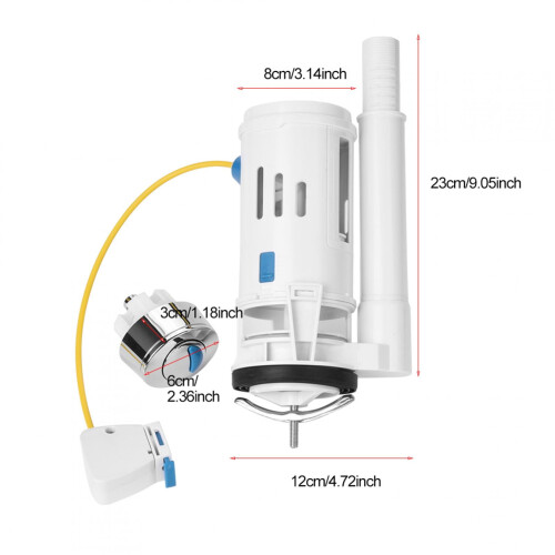 Toilet Flush Valve ABS Plastic Dual-Flush Push Button 2