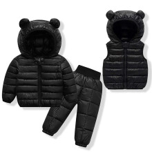 Conjunto de roupa térmica de inverno para criança pequena, preto, 1-4 anos.