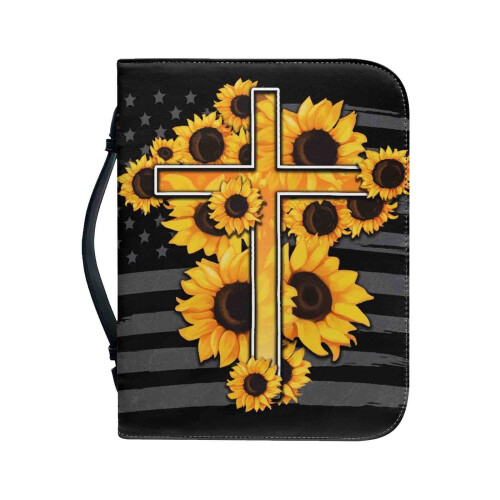 Floral Leather Bible Cover with Handles 1