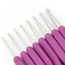 Hliníkové háčiky na háčkovanie s jednou hlavičkou, 8 ks, 2,5 mm – 6 mm, fialové