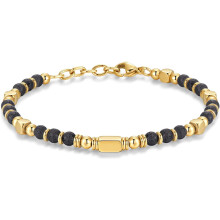 Damesarmband met kralen in boho-stijl, zilver en goud, 7+1 inch