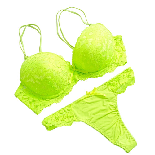 Damen-Spitzen-Dessous-Set mit Stahlringen, grün