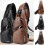Bolsa transversal masculina em couro com carregamento USB e múltiplos compartimentos. 1