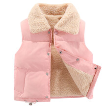Kinder fleecegevoerde gewatteerde jas, roze, thermische mouwloze jas