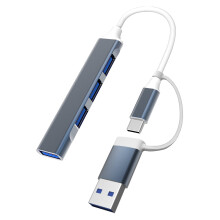 Estación de acoplamiento ultradelgada de 4 puertos con concentrador USB-C a USB 3.0