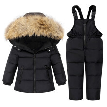 Completo da sci per bambino/a (1-2 anni) con giacca imbottita, colore nero.