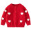 Baby-Mädchen-Strickjacke, rot, Thermostrick, Herbst/Winter 1