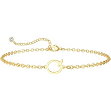 Verguld armbandje met letterbedeltje voor dames (14K)