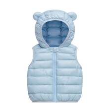 Gilet imbottito trapuntato per bambini, antivento, con cappuccio, leggero