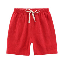 Babyshorts van katoen-linnen, rood, maat 2T