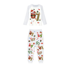 Kerstpyjamaset voor het hele gezin, wit, lange mouwen, maat 2Y