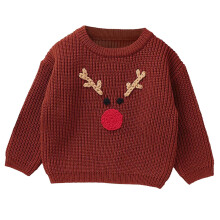 Christmas thermal knit sweater for toddlers red