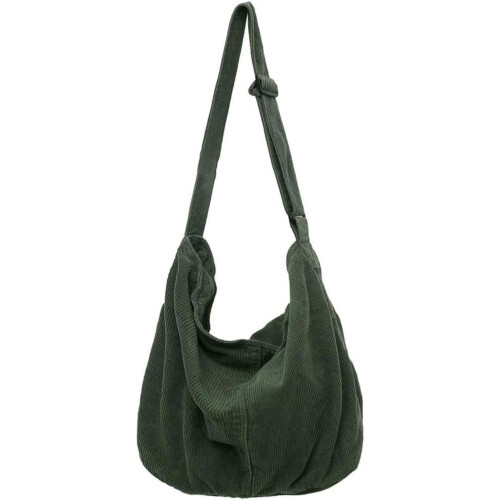 Borsa tote in velluto a coste per uomo e donna, grande e morbida, con tracolla