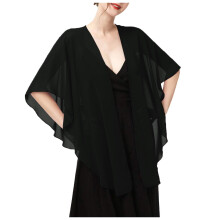 Xale feminino YOUSNH em chiffon preto, tamanho único.