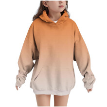 Moletom oversized com capuz para adolescentes, manga longa e estampa degradê.