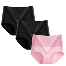 Dames katoenen slips met hoge taille, 3 stuks, roze, maat B3XL