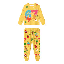 Kerstpyjamaset voor het hele gezin, geel, met lange mouwen, 2-delig