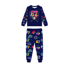 Kerstpyjamaset voor het hele gezin, lange mouwen, donkerblauw, 2-delig