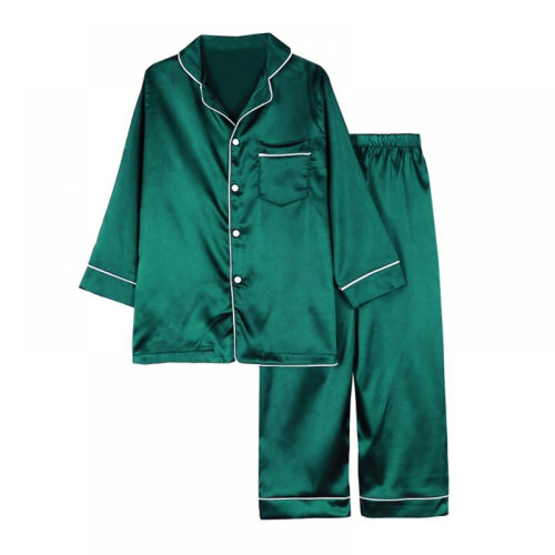 Babyflicka Satin Pyjamas Set Långärmad