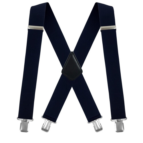 Suspensórios masculinos com costas em X, 5 cm de largura, ajustáveis e resistentes.