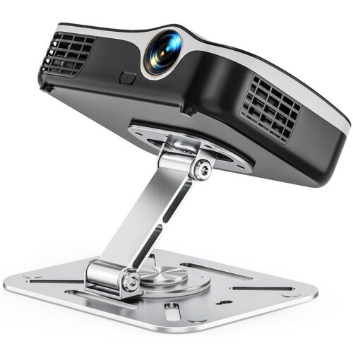 Projector Stand Desk,Wall and Ceiling Mount with 1/4inch Thread, Height Adjustable, Foldable, 360-Degree Rotation Silver
