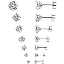 Stainless Steel Cartilage Studs 7 Pairs 2–8mm